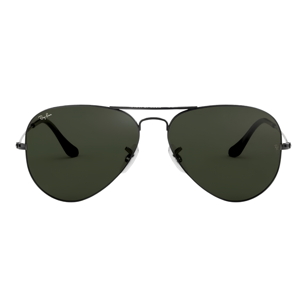 Ray-Ban Aviator Black Green Lens-58