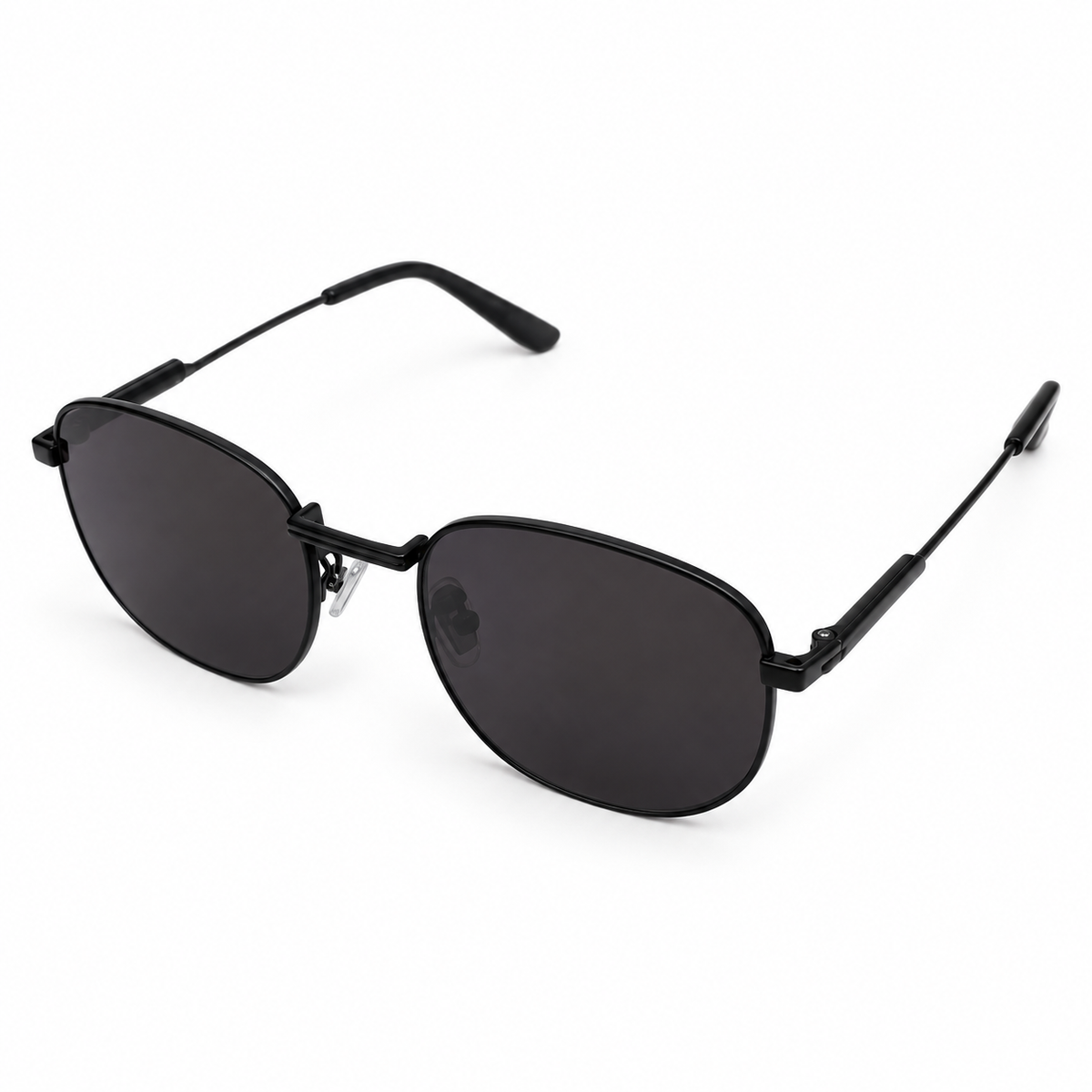 Minimalist Black Metal Round Sunglasses — view 1