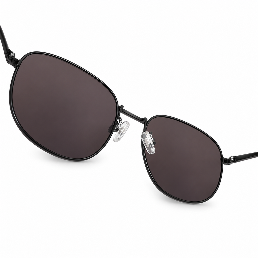 Minimalist Black Metal Round Sunglasses — view 3
