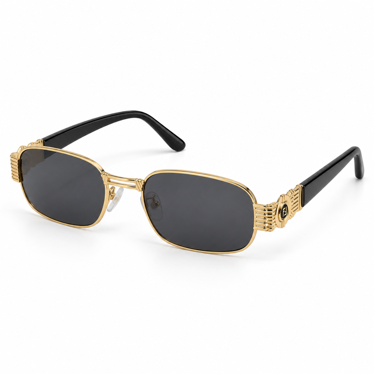 Fendi — Gold and Black Medallion Sunglasses — view 1
