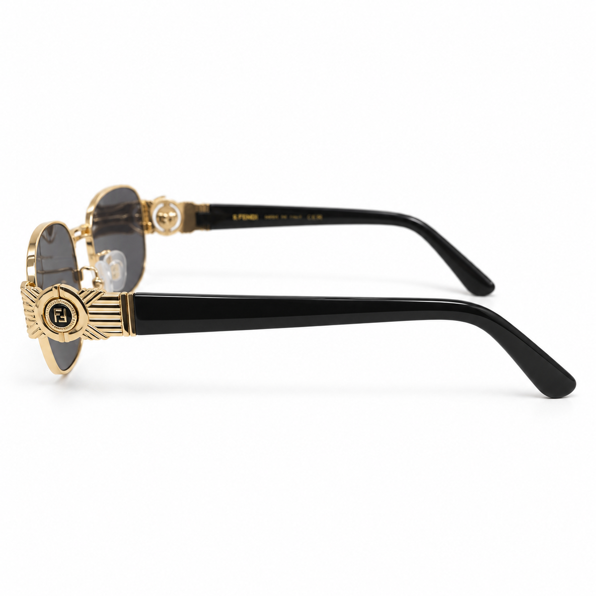 Fendi — Gold and Black Medallion Sunglasses — view 2