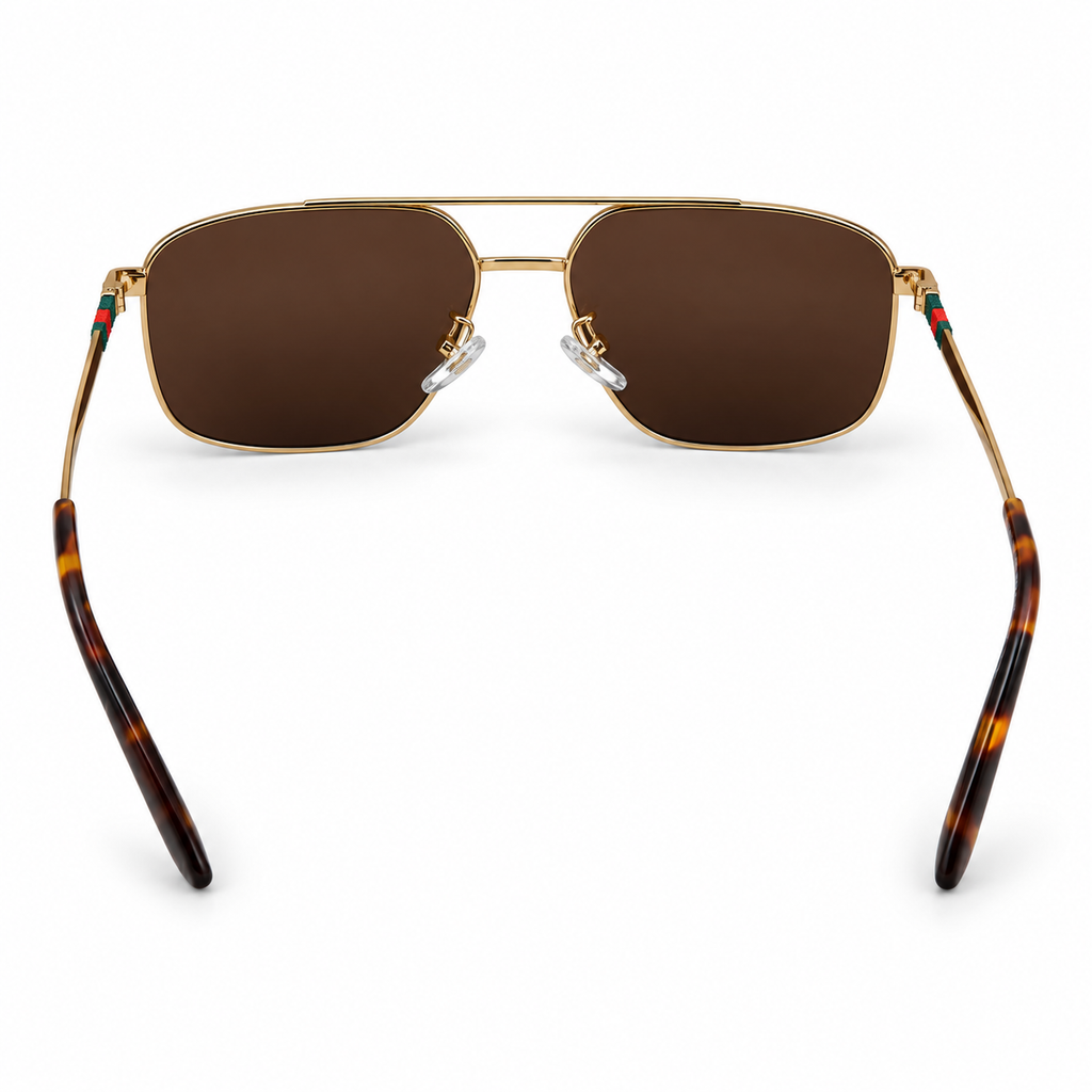 Gucci — Gold Frame Brown Lens Sunglasses — view 2