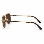 Gucci — Gold Frame Brown Lens Sunglasses — view 3