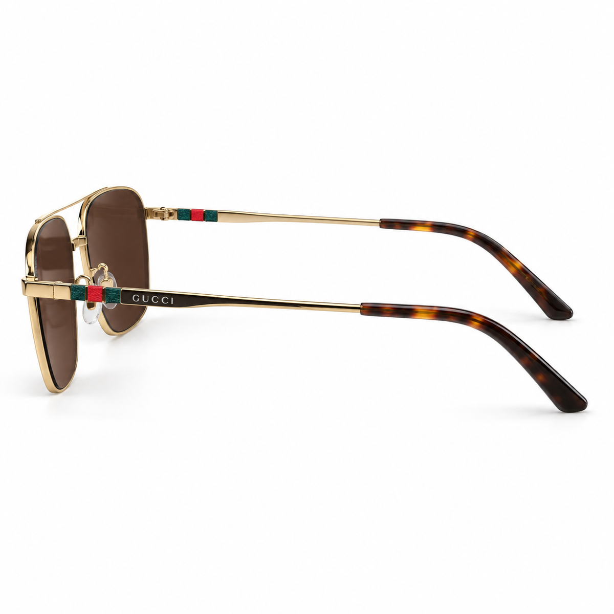 Gucci — Gold Frame Brown Lens Sunglasses — view 3