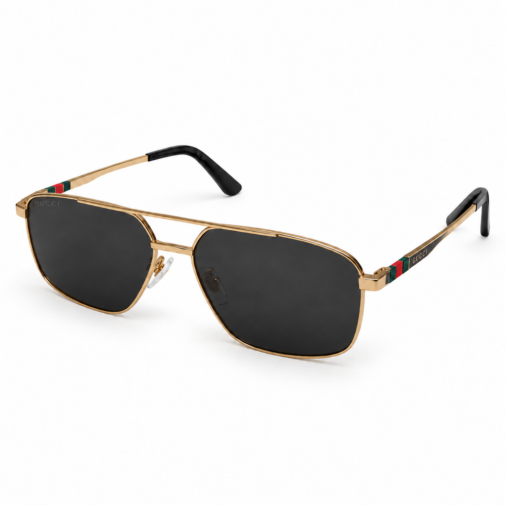 Gucci — Gold Aviator Sunglasses — view 1