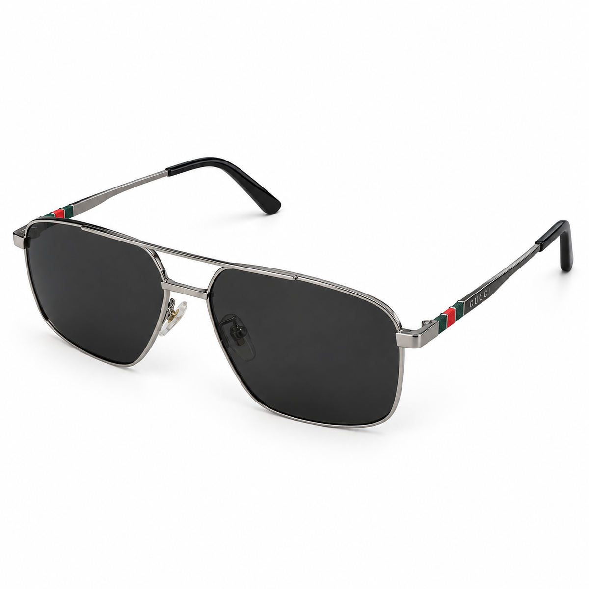 Gucci — Gunmetal Aviator Sunglasses — view 1