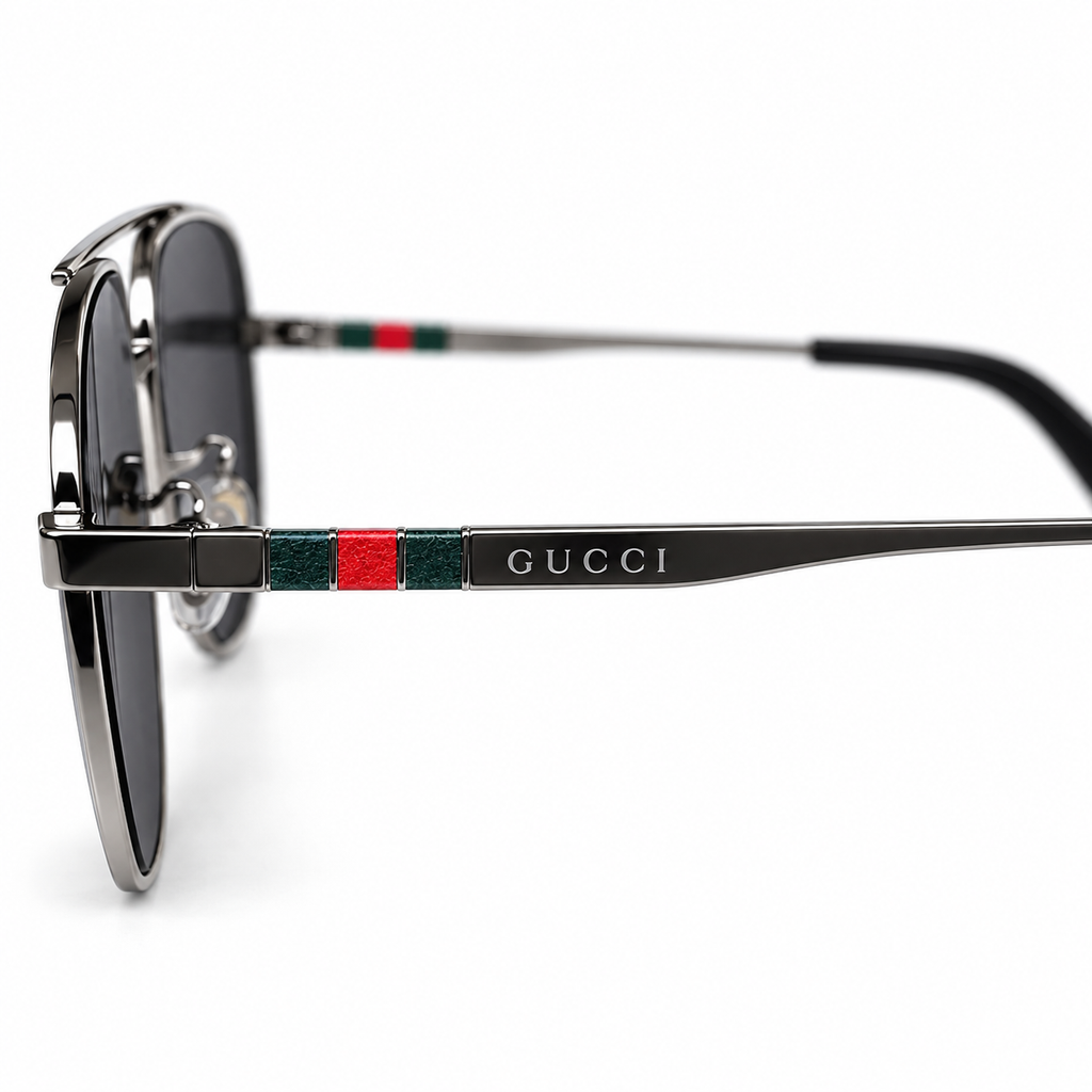 Gucci — Gunmetal Aviator Sunglasses — view 2