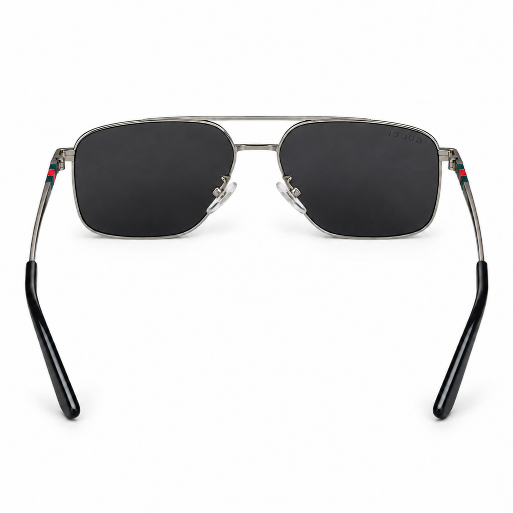 Gucci — Gunmetal Aviator Sunglasses — view 3