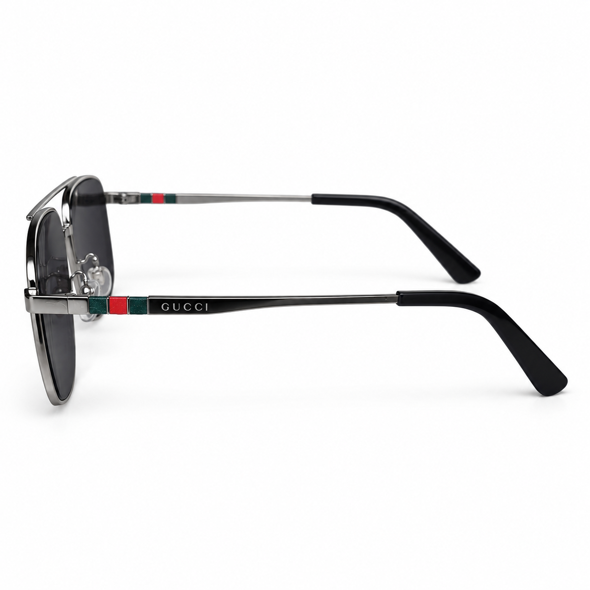 Gucci — Gunmetal Aviator Sunglasses — view 4