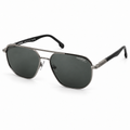 Carrera gunmetal square aviator sunglasses with dark smoky lenses and black arms