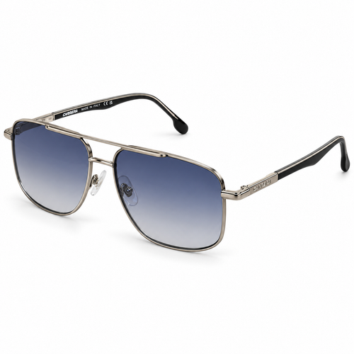 Carrera silver-tone square aviator sunglasses with blue-gray gradient lenses
