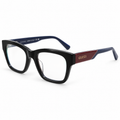 Gucci — Square Optical Frame with Two-Tone Temples — Black / Burgundy / Navy