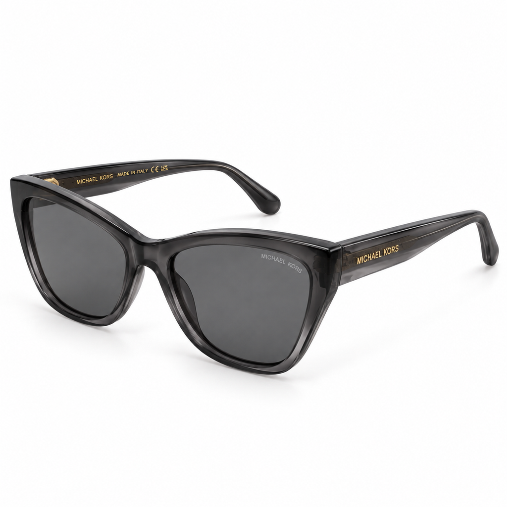 Michael Kors — Cat-Eye Sunglasses with Tapered Temples — Translucent Smoky Gray