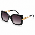 Michael Kors — Chain Temple Sunglasses — Black / Gold / Purple Gray