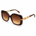Michael Kors — Chain Temple Sunglasses — Dark Tortoiseshell / Gold / Brown