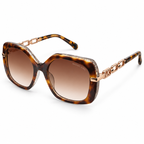 Michael Kors — Chain Temple Sunglasses — Light Tortoiseshell / Rose Gold / Brown