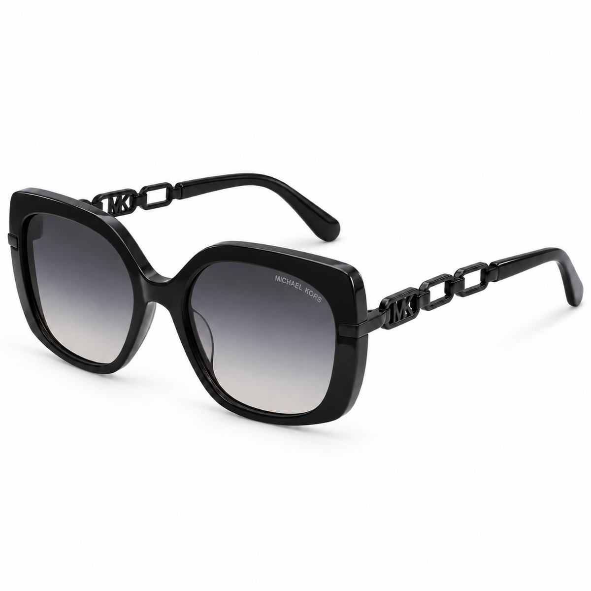 Michael Kors — Chain Temple Sunglasses — Black / Black Chain / Gray Gradient