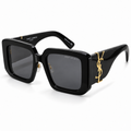 Saint Laurent — Oversized Square Sunglasses — Black / Gold / Gray