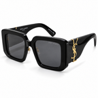 Saint Laurent — Oversized Square Sunglasses — Black / Gold / Gray