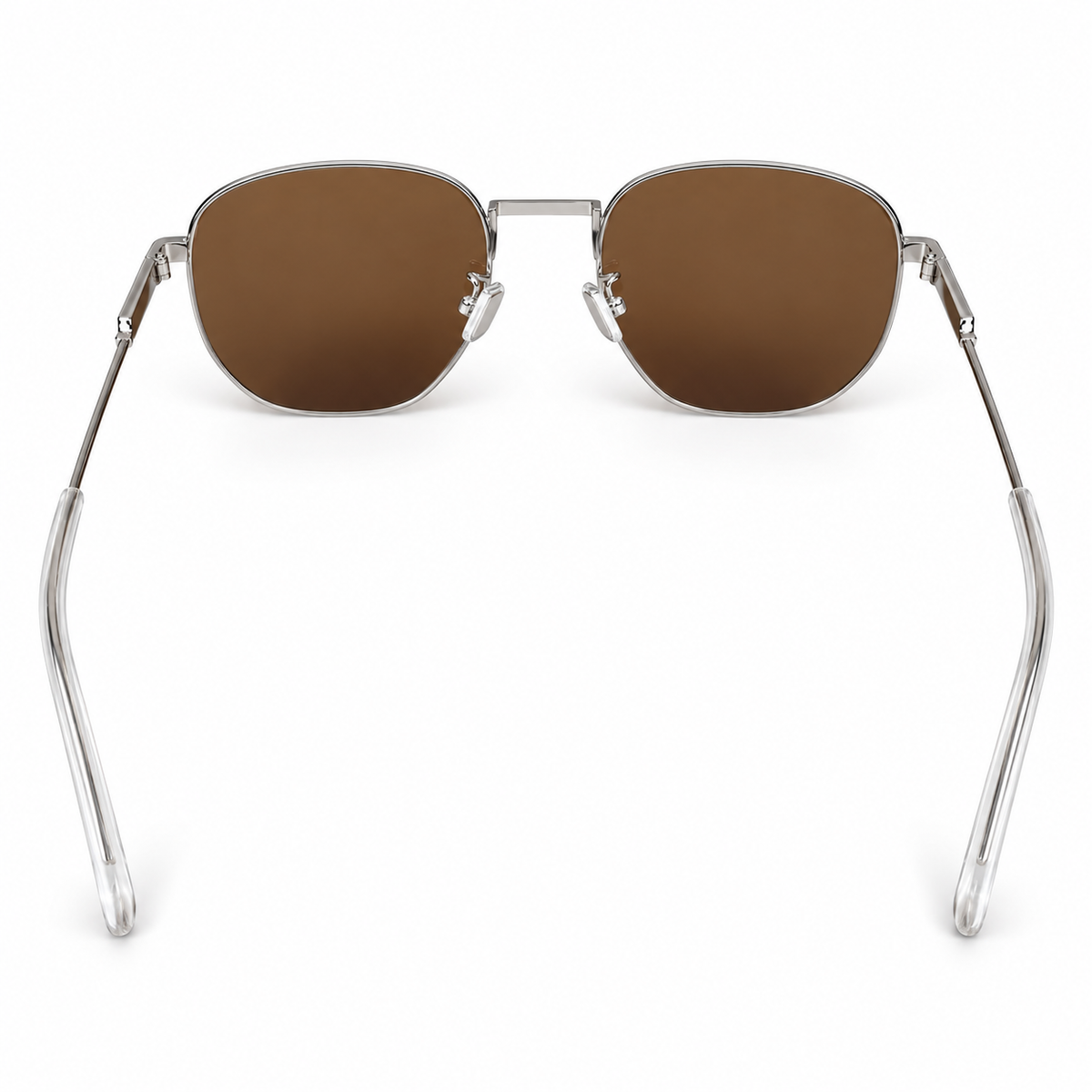 Silver Metal Aviator Sunglasses — Warm Brown Lenses — view 3