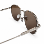 Silver Metal Aviator Sunglasses — Warm Brown Lenses — view 4