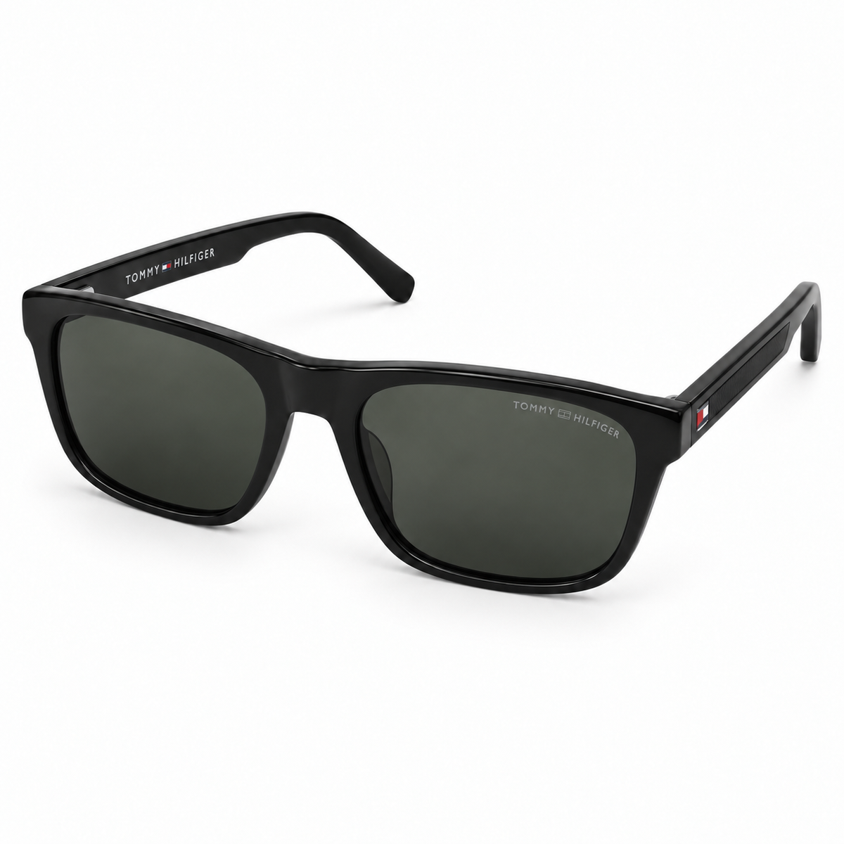 Tommy Hilfiger — Black Frame Smoky Lens Sunglasses — view 1