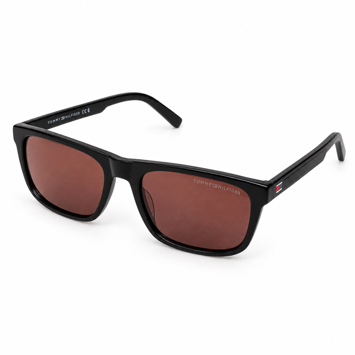 Tommy Hilfiger — Black Frame Warm Brown Lens Sunglasses — view 1