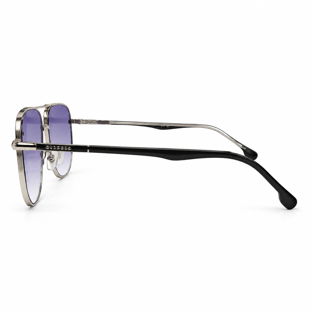 Violet Gradient Metal Aviator Sunglasses — view 2